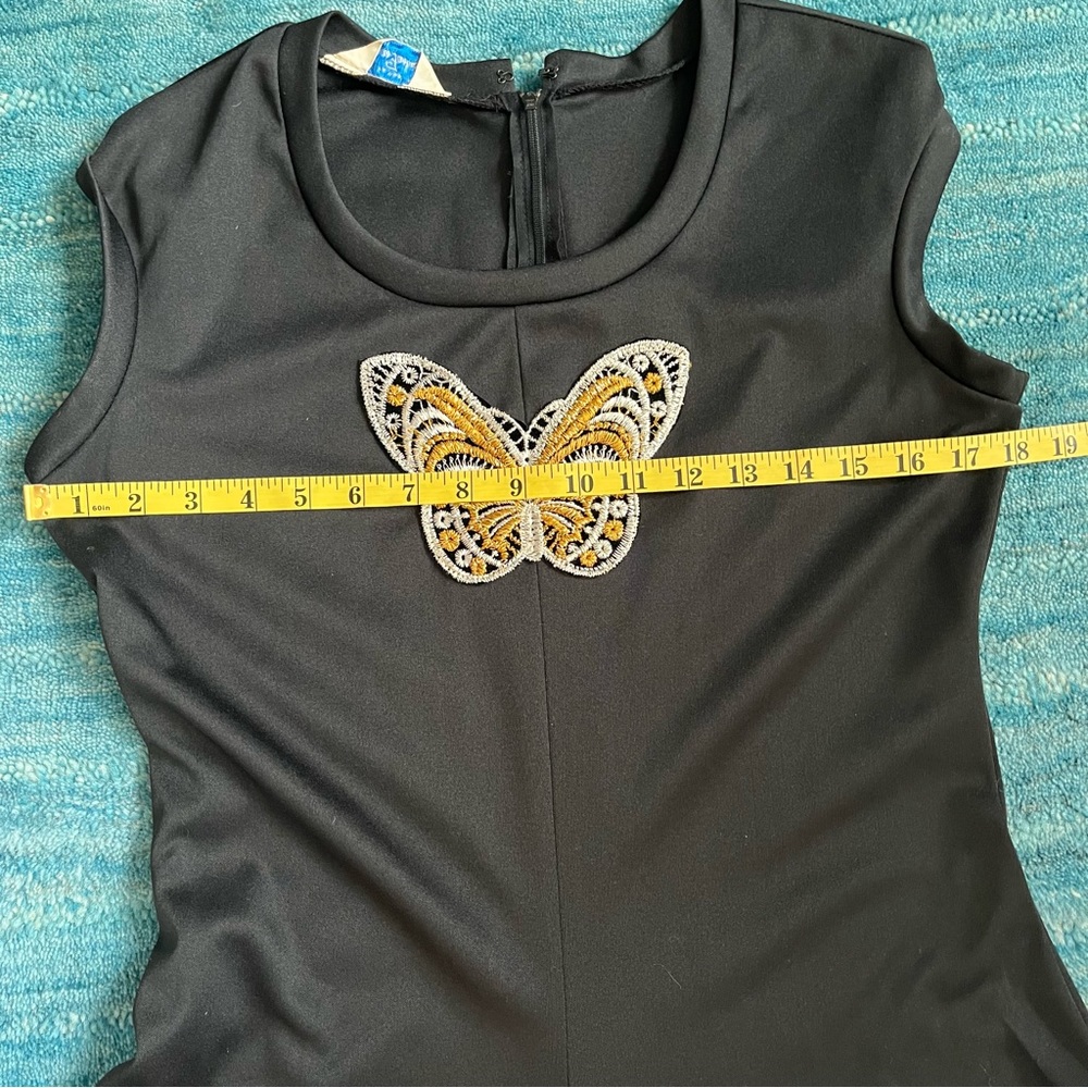 Vintage Sears Maxi Dress with Metallic Butterfly short sleeve Medium - Picture 10 of 10